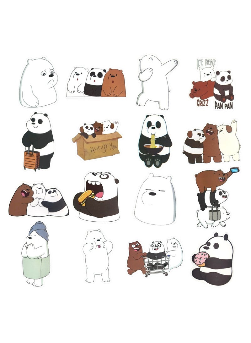Loquat 50-Piece We Bare Bear Stickers for Kids Waterproof Cute Stickers for Journal Luggage Laptop - Image 3