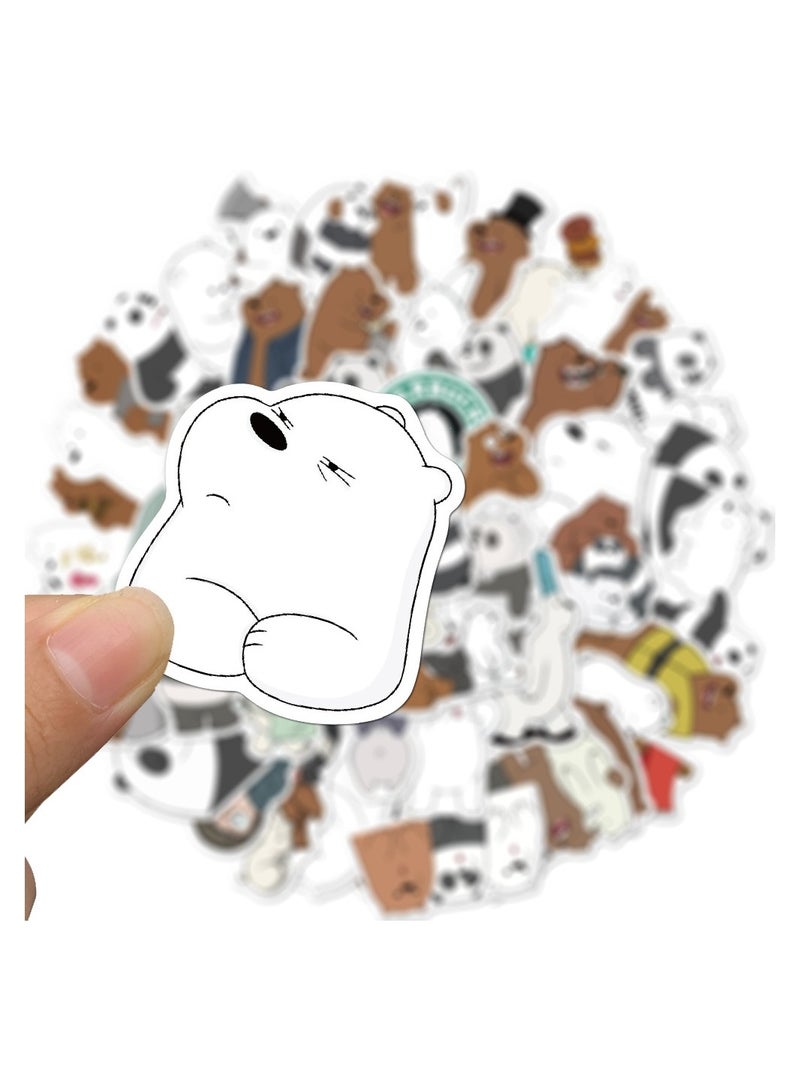 Loquat 50-Piece We Bare Bear Stickers for Kids Waterproof Cute Stickers for Journal Luggage Laptop - Image 5