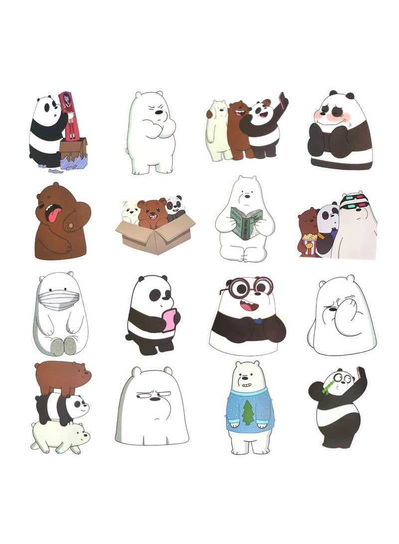 Loquat 50-Piece We Bare Bear Stickers for Kids Waterproof Cute Stickers for Journal Luggage Laptop - Image 4