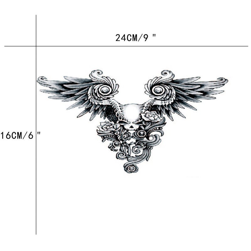 TAFLY تافلي تاتو مؤقت ملصق للنساء بتصميمات أجنحة مثيرة للصدر فن الجسم المزيف طويل الأمد 3 أوراق - Image 2