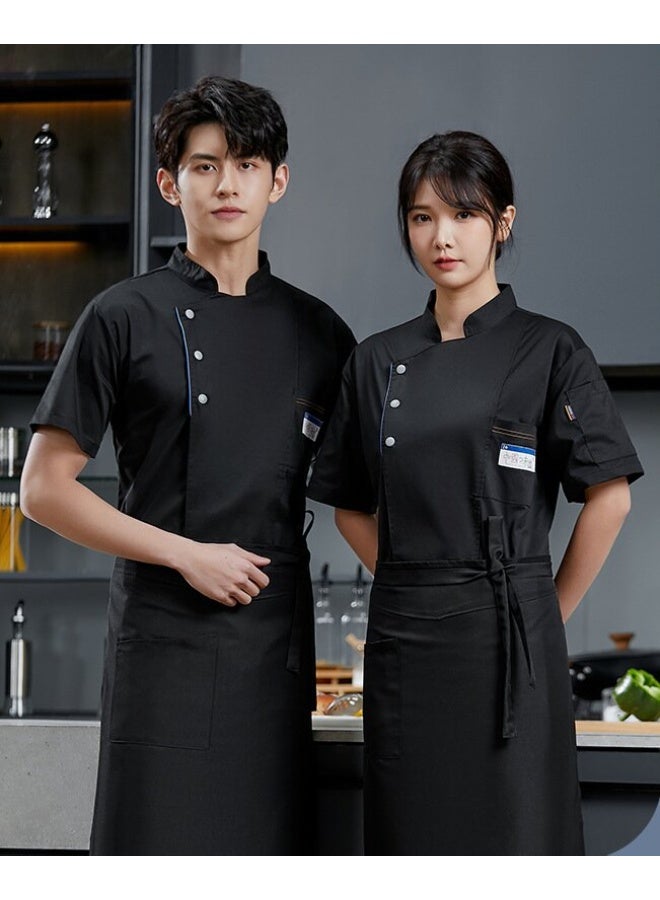 NIBEMINENT Chef's Jacket For Men Women Short Sleeve Cook Shirt Pizza Restaurant Waiter Uniform Cook Top Kitchen Clothes Catering Work Wear - Image 1