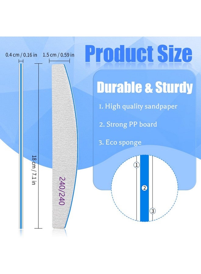 BLESWIN 12 Pcs Professional Nail File 240/240 Grit Nail Files For Natural Nails Emery Boards Nail File Doubled Sides Washable Fine Grit Nail File Manicure Tools For Home And Salon Use - Image 2