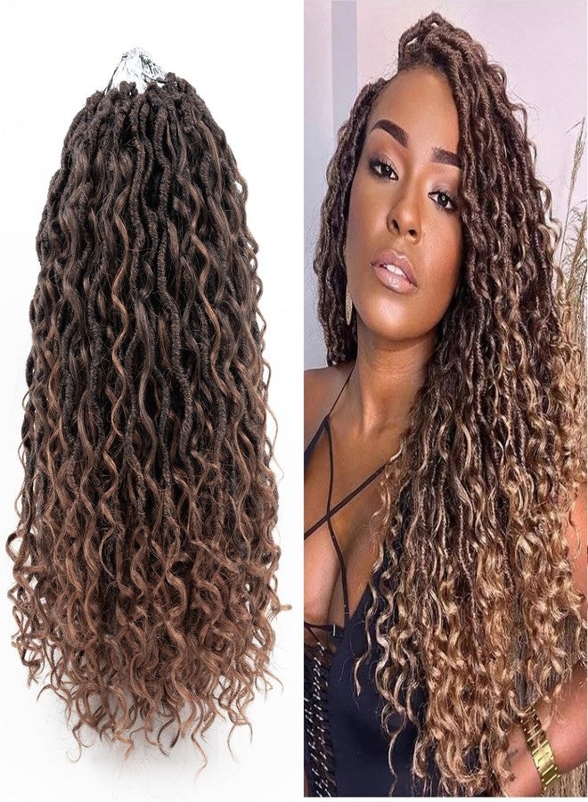 وصلات شعر كروشيه من Aipin Goddess Locs بطول 14 بوصة، بتصميم Boho River Locs Hippie Wavy Crochet مع شعر مجعد في المنتصف والأطراف (7 عبوات، 14 بوصة، T30) - Image 1