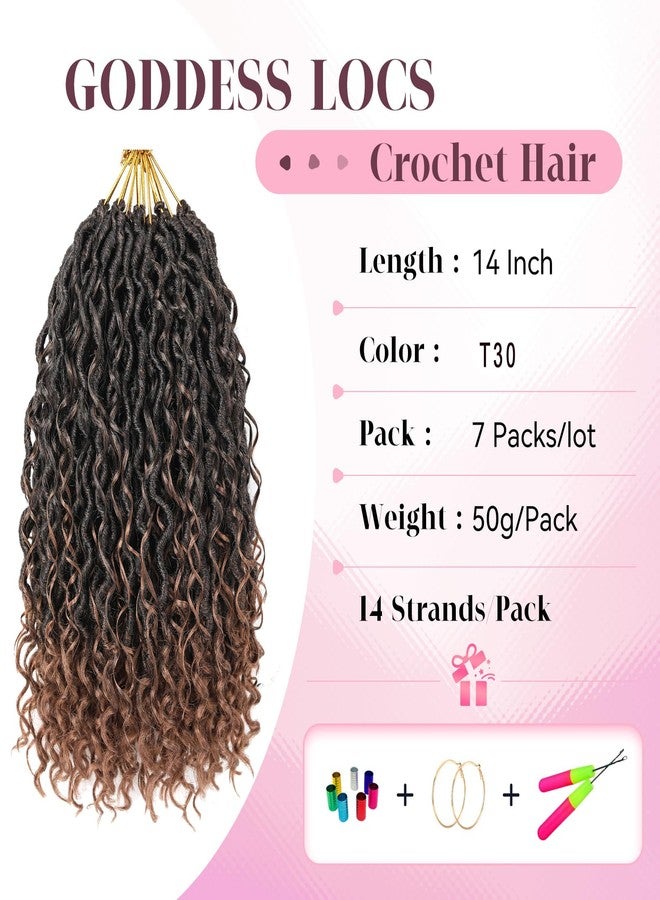 وصلات شعر كروشيه من Aipin Goddess Locs بطول 14 بوصة، بتصميم Boho River Locs Hippie Wavy Crochet مع شعر مجعد في المنتصف والأطراف (7 عبوات، 14 بوصة، T30) - Image 2