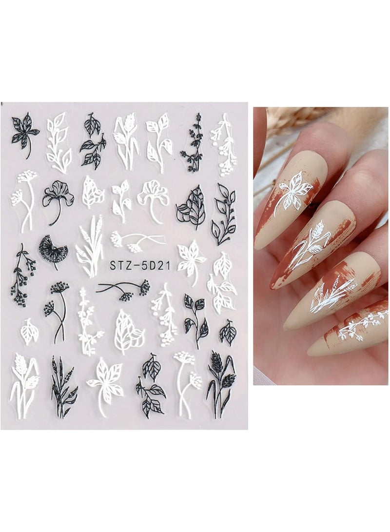 3D Embossed Flower Spring Nail Art Stickers Decals Self-Adhesive Pegatinas Uñas 5D Summer Colorful Floral Nail Supplies Nail Art Design Decoration Accessories 4 Sheets - Image 4