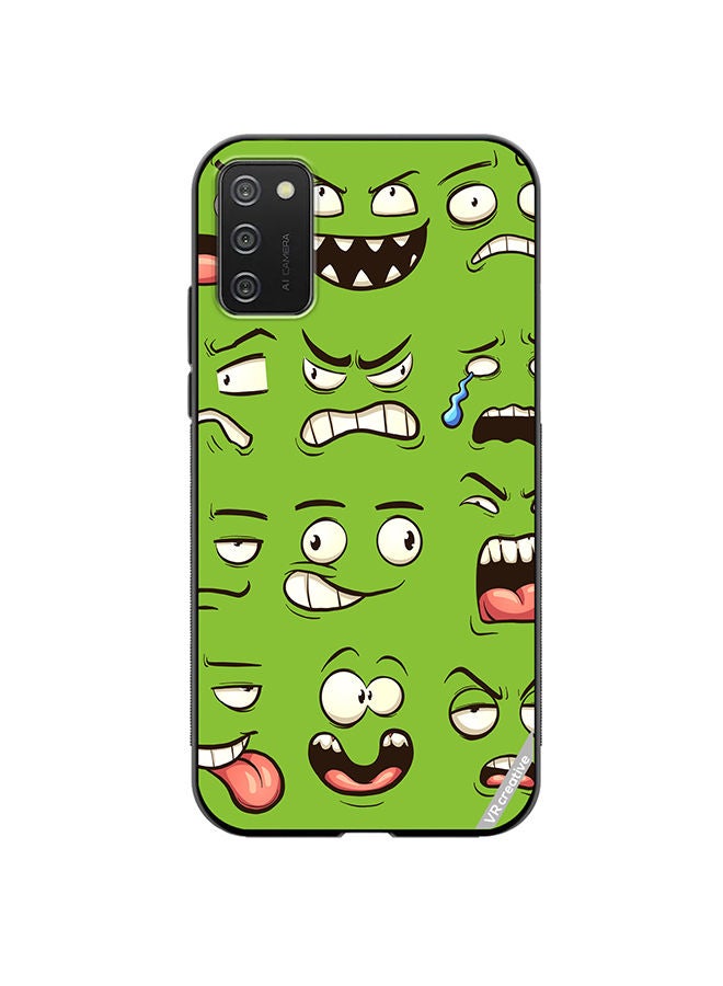 VR CREATIVE Protective Case Cover For Samsung Galaxy A03s Green Faces Design Multicolour - Image 1