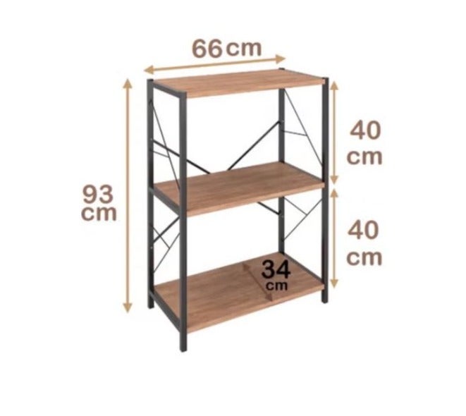 AGD Entrance console table, coffee corner table, side table, bookcase consisting of 3 wooden shelves that meets all your needs - brown/black - Image 2
