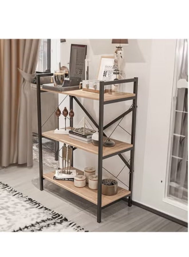 AGD Entrance console table, coffee corner table, side table, bookcase consisting of 3 wooden shelves that meets all your needs - brown/black - Image 1