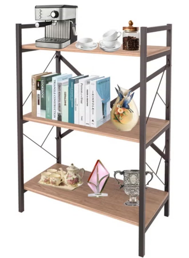 AGD Entrance console table, coffee corner table, side table, bookcase consisting of 3 wooden shelves that meets all your needs - brown/black - Image 3