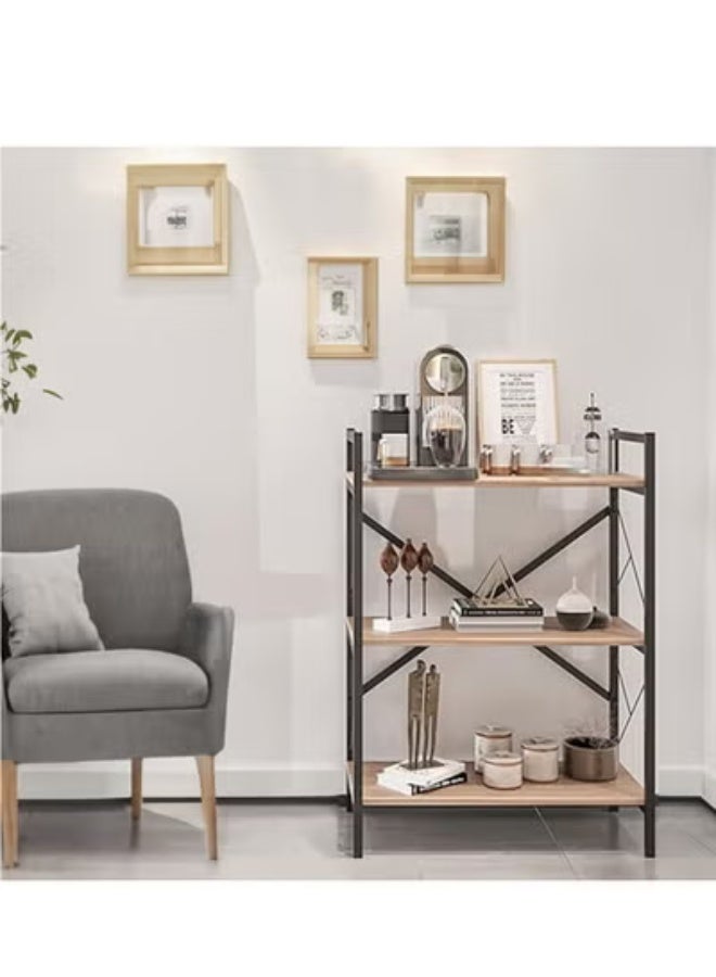 AGD Entrance console table, coffee corner table, side table, bookcase consisting of 3 wooden shelves that meets all your needs - brown/black - Image 2