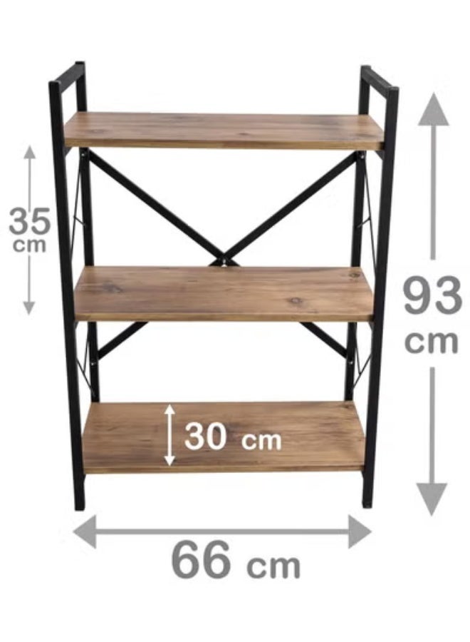 AGD Entrance console table, coffee corner table, side table, bookcase consisting of 3 wooden shelves that meets all your needs - brown/black - Image 4