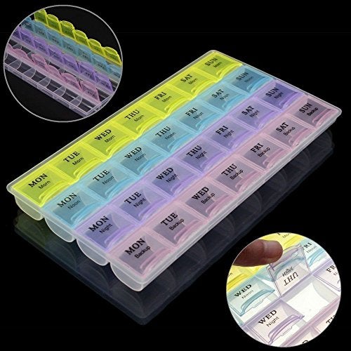 Iktu Weekly 28 Day Tablet Pill Box Holder Medicine Storage Organizer Case Container (Pack of 2) - Image 3