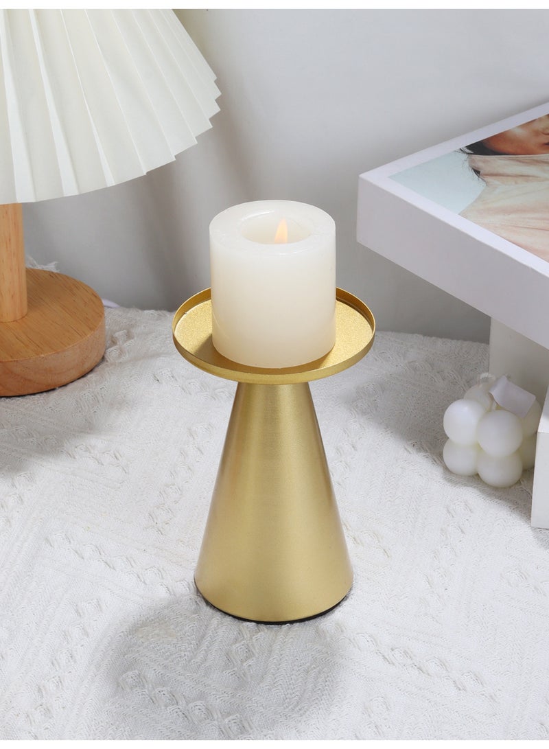 حاملات شموع معدنية أنيقة/حاملات شمعدان، قاعدة حامل شموع، ديكور سطح مكتب معدني فاخر على الطراز النوردي الرومانسي، ديكور منزلي، زينة سطح المكتب، مناسبة لتزيين عشاء على ضوء الشموع، ديكور زفاف - Image 1