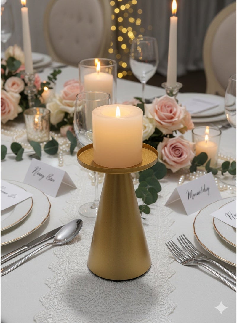 حاملات شموع معدنية أنيقة/حاملات شمعدان، قاعدة حامل شموع، ديكور سطح مكتب معدني فاخر على الطراز النوردي الرومانسي، ديكور منزلي، زينة سطح المكتب، مناسبة لتزيين عشاء على ضوء الشموع، ديكور زفاف - Image 2