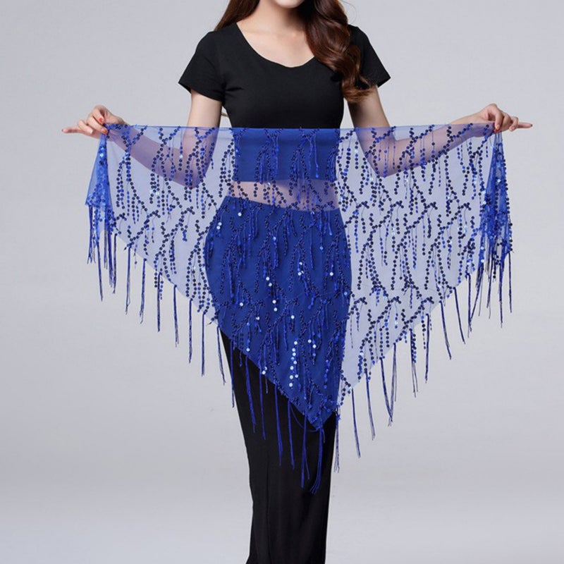Dance Suit Sequins Tassel Triangle Towel Table Performance Hip Towel Practice Waist Chain Waist Towel Belly Dance Waist Chain Europe and America - Image 5