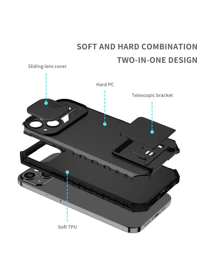 اس-توب جراب لهاتف iPhone 15 مزود بحامل مجسم وغطاء منزلق للكاميرا - Image 4