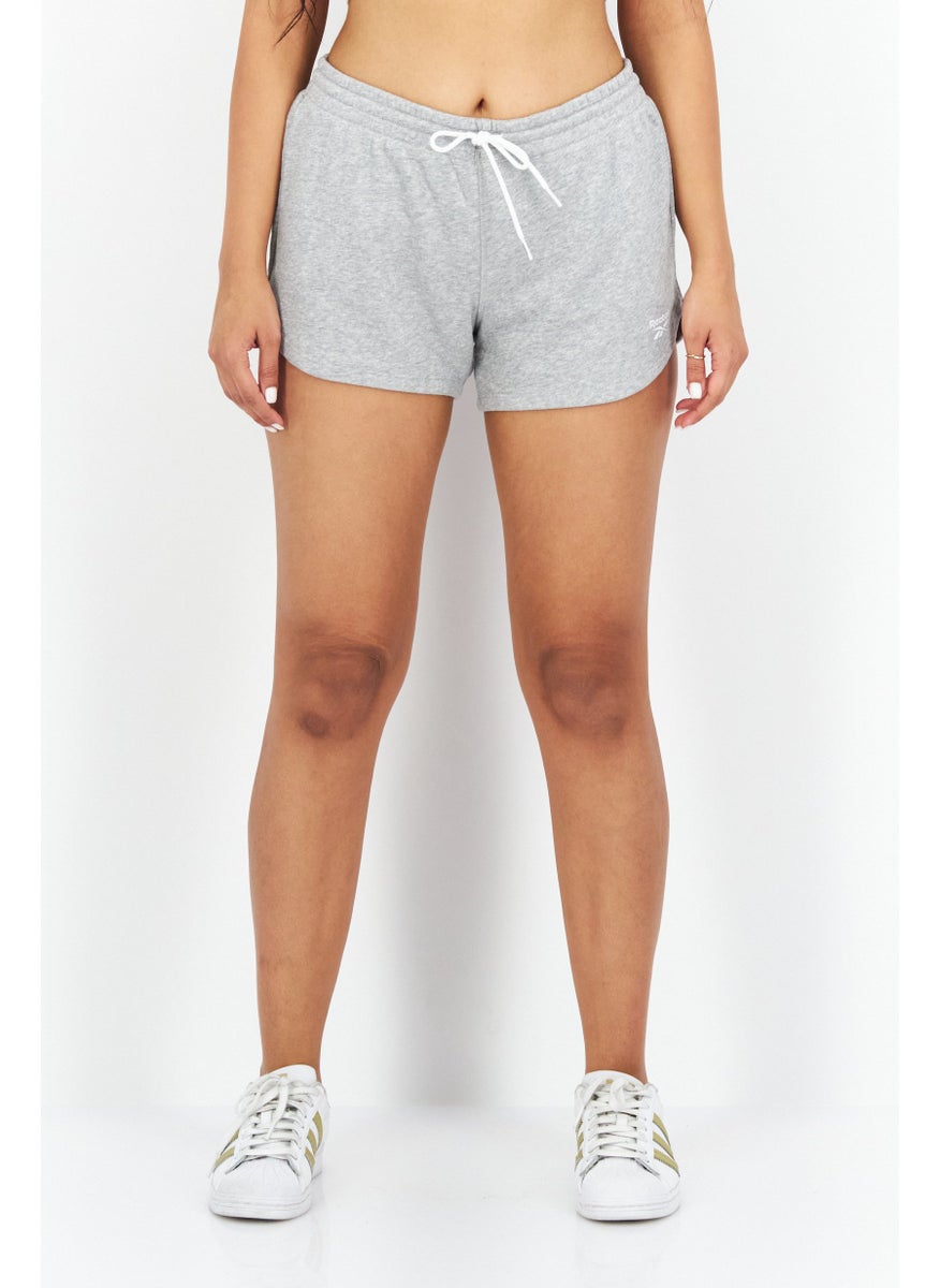 Reebok Women Sportswear Fit Drawstring Brand Logo Short, Grey  - Image 1