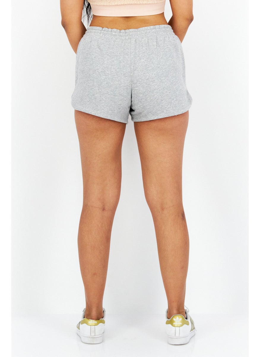 Reebok Women Sportswear Fit Drawstring Brand Logo Short, Grey  - Image 3