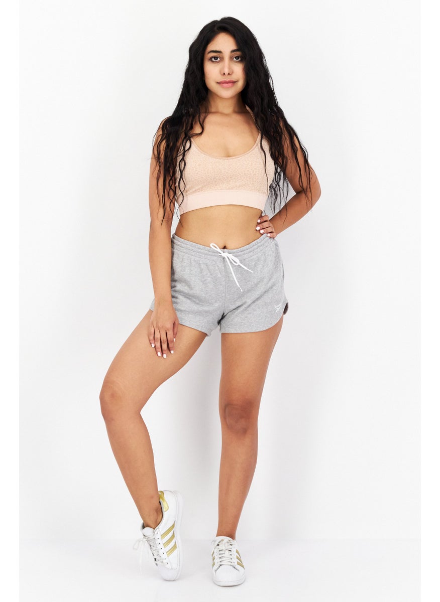 Reebok Women Sportswear Fit Drawstring Brand Logo Short, Grey  - Image 2