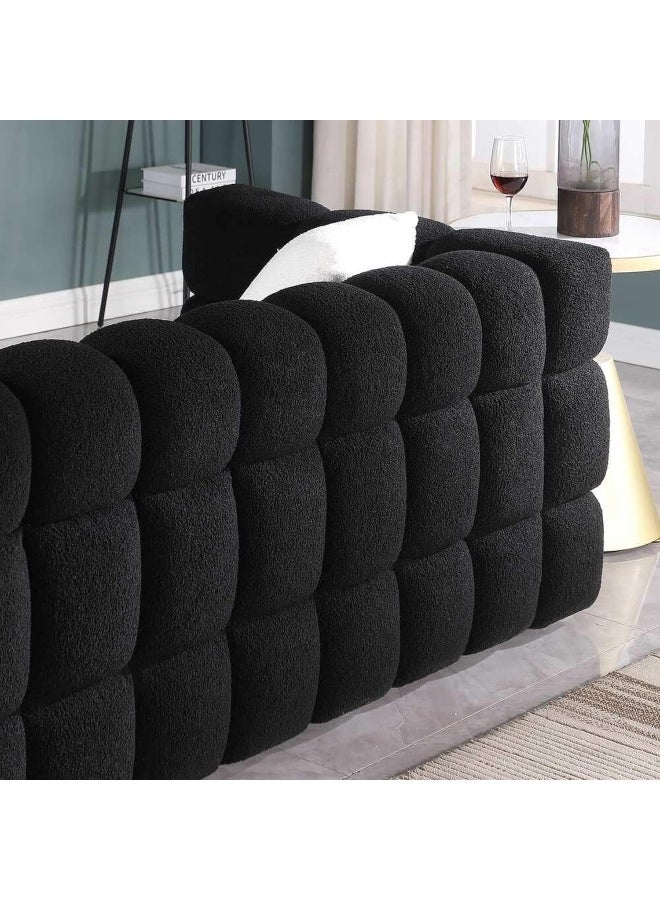 Zayn comforts Square Double Sofa  Cozy Sherpa Comfort Meets Sleek Design (Black, (2 Seater)) - Image 2