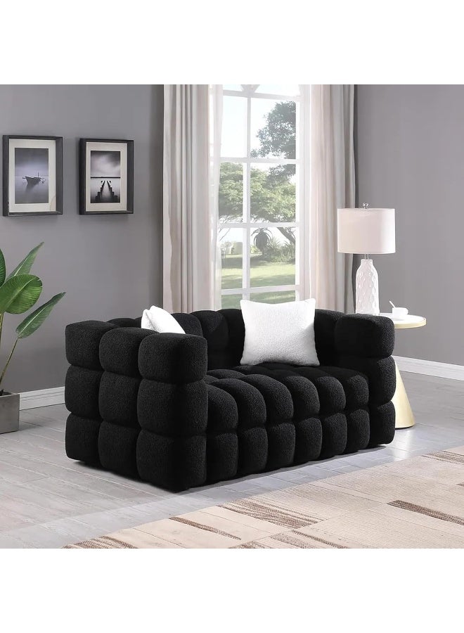 Zayn comforts Square Double Sofa  Cozy Sherpa Comfort Meets Sleek Design (Black, (2 Seater)) - Image 1