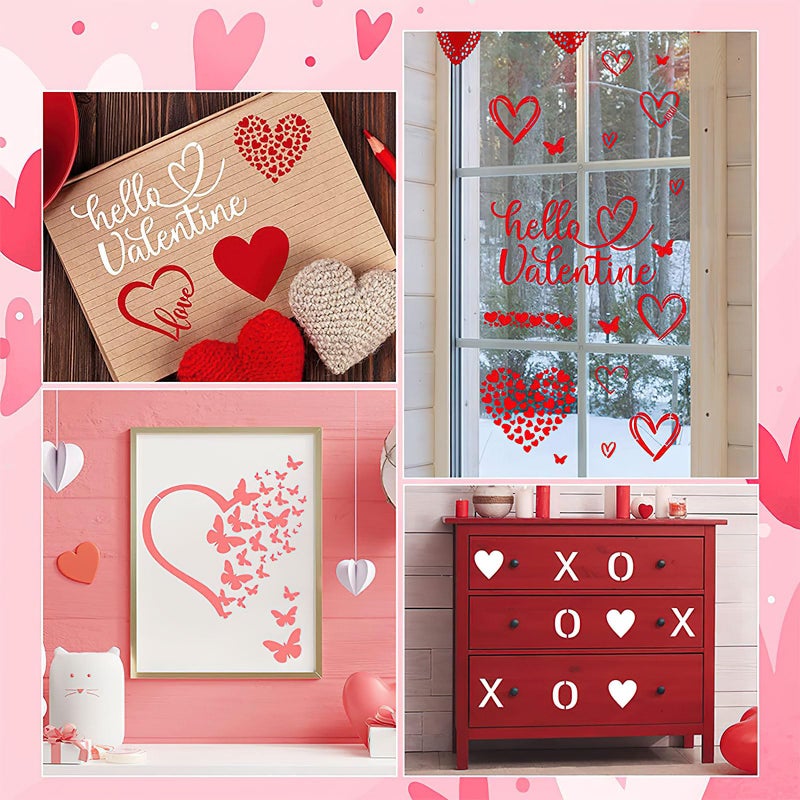 Ylapagne 16 PCS Valentine's Day Painting Stencils Love Theme Painting Stencil Reusable PET Hollow Out Leakage Printing Plate DIY Hand Painting Graffiti Spray Painting Template (5.1 x 5.1 Inch) - Image 3