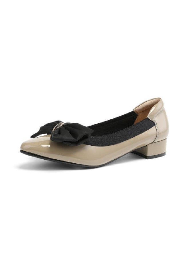 St&Sat 【lacquered Leather】 حذاء سيدة مسطح للمرأة للمتنقلين بكعب منخفض وطرف ضحل وقوس ربيعي للعداد يوم السبت - Image 1