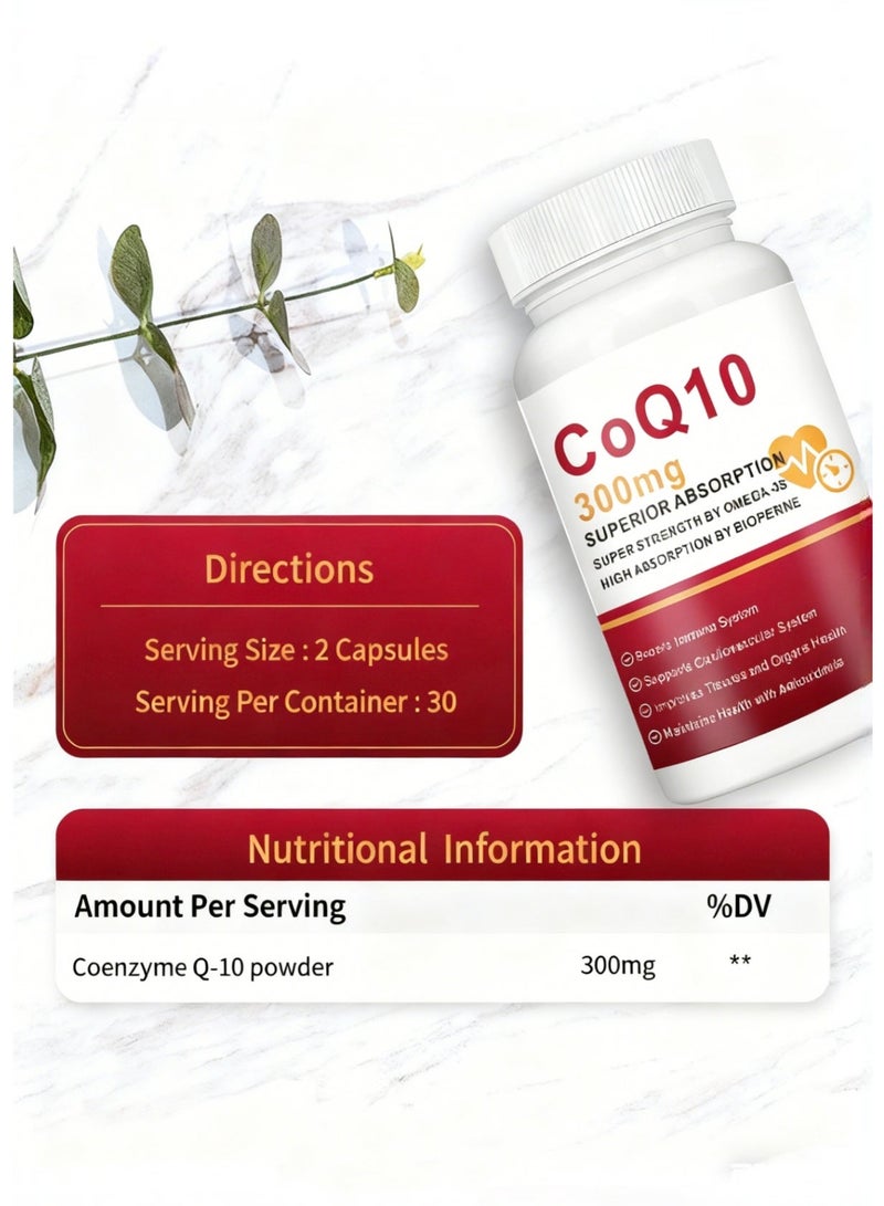 وينز تاون كبسولات هلامية CoQ10-300mg مع PQQ وBioPerine وأوميغا 3، 90 جرعة من مكمل الإنزيم المساعد Q10 (يوبيكوينون) عالي الامتصاص ومضاد للأكسدة قوي ويدعم القلب وإنتاج الطاقة - Image 5