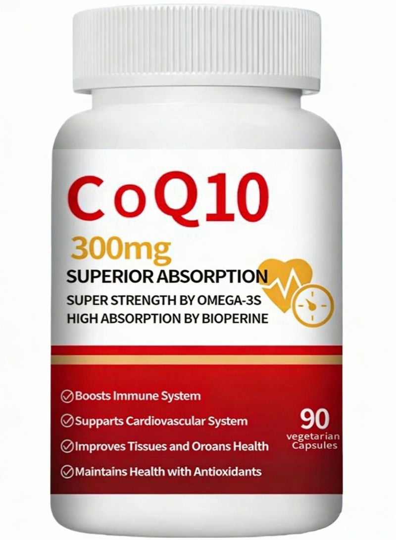 Wins Town CoQ10-300mg-Softgels with PQQ, BioPerine & Omega-3, 90 Servings Coenzyme Q10(Ubiquinone) Supplement for High-Absorption, Powerful-Antioxidant, Support Heart & Energy-Production - Image 1