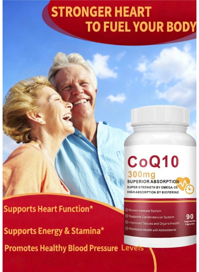 Wins Town CoQ10-300mg-Softgels with PQQ, BioPerine & Omega-3, 90 Servings Coenzyme Q10(Ubiquinone) Supplement for High-Absorption, Powerful-Antioxidant, Support Heart & Energy-Production - Image 4