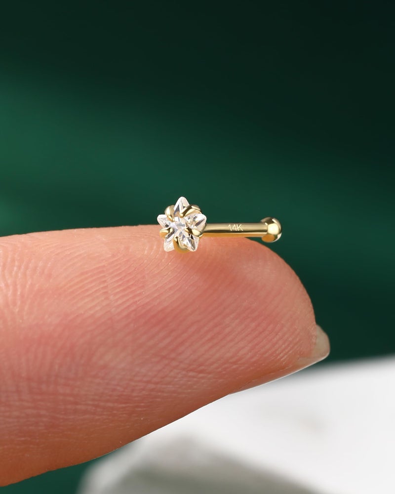 COCHARM دبابيس أنف نجمة من الذهب الصلب عيار 14 قيراط 20 جرام من كوشرم - Image 4