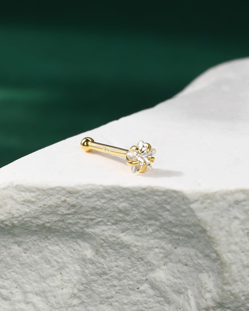 COCHARM دبابيس أنف نجمة من الذهب الصلب عيار 14 قيراط 20 جرام من كوشرم - Image 5