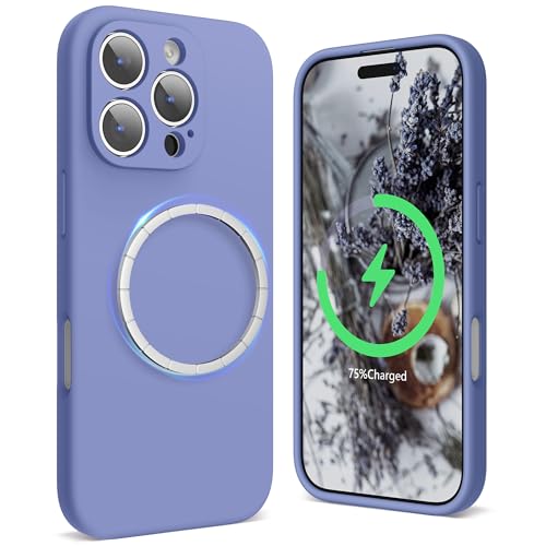 SURPHY Designed for iPhone 16 Pro Max Case Compatible with MagSafe 69 inch 2024 Liquid Silicone Phone Case Camera Protective Soft Microfiber Lining Lavender Gray - Image 1