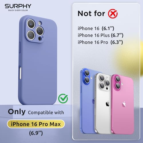 SURPHY Designed for iPhone 16 Pro Max Case Compatible with MagSafe 69 inch 2024 Liquid Silicone Phone Case Camera Protective Soft Microfiber Lining Lavender Gray - Image 3
