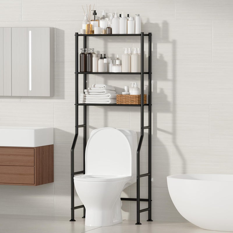 ASCENREST 3-Tier Over The Toilet Storage, Freestanding Metal Bathroom Shelves, Space Saver Above The Over Toilet Storage Shelf for Bathroom (Black) - Image 1