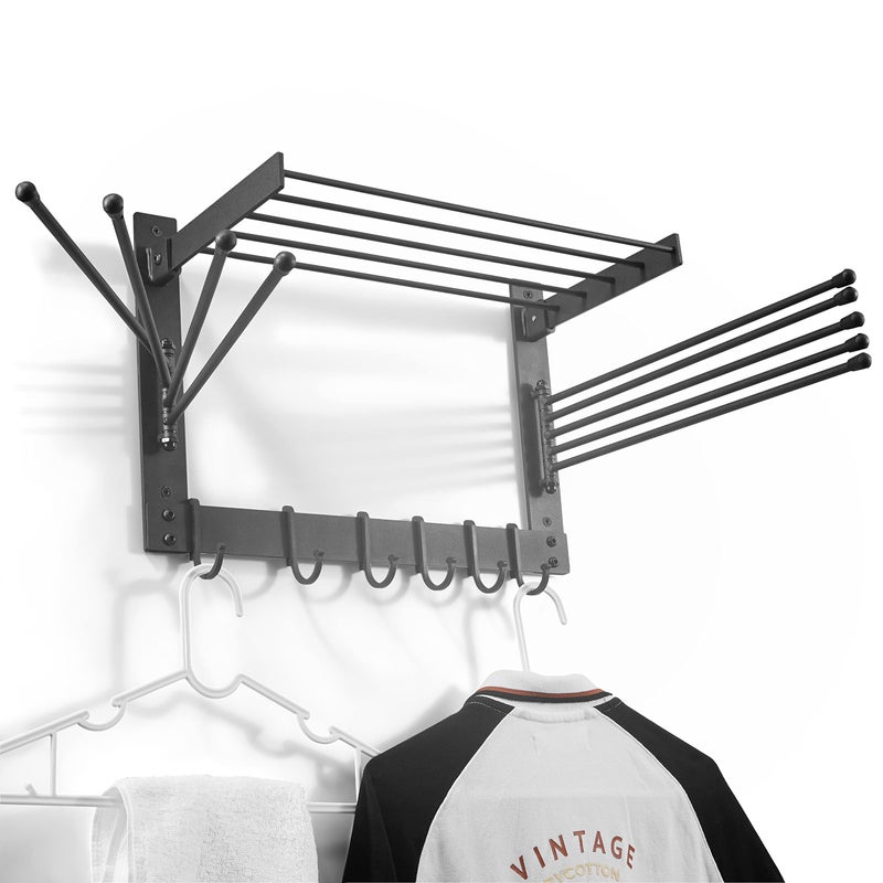 BATODA WallMounted Steel Clothes Drying Rack  Swivel Towel Hanger for Laundry Room  Bathroom  Space Saver Steel