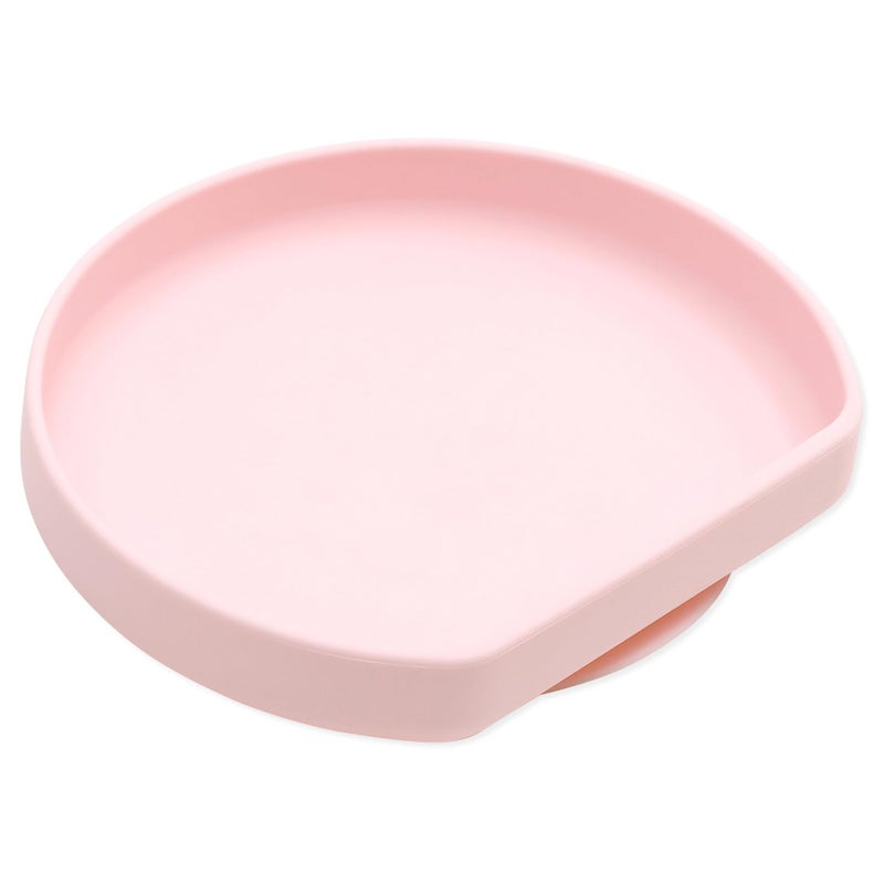 Bumkins Toddler and Baby Suction Plate Silicone Grip Dish for Babies and Kids Baby Led Weaning Children Feeding Supplies Non Skid Sticky Bottom Platinum Silicone Ages 6 Months Up Pink