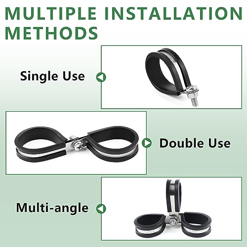 Delgada 20 Pack 1-1/2 Inches 304 Stainless Steel P-Style Cable Clamps - Rubber Cushioned Insulated Clamp,Secure Tube, Pipe, and Wire Cord Installation (1-1/2) - Image 5