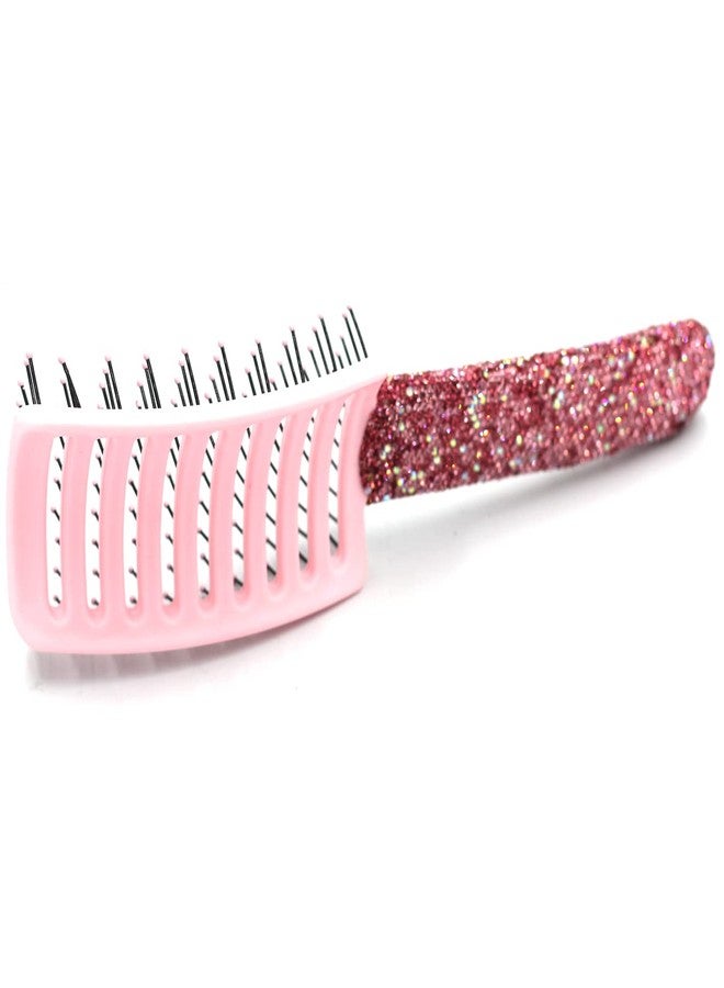 Bestbling Bling Styling Hair Smooth and Detangle Hair Brush for Women, Girl, Men, Arc-shaped Spareribs Comb (Pink) - Image 4