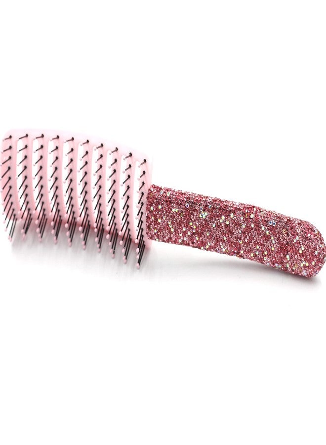 Bestbling Bling Styling Hair Smooth and Detangle Hair Brush for Women, Girl, Men, Arc-shaped Spareribs Comb (Pink) - Image 1