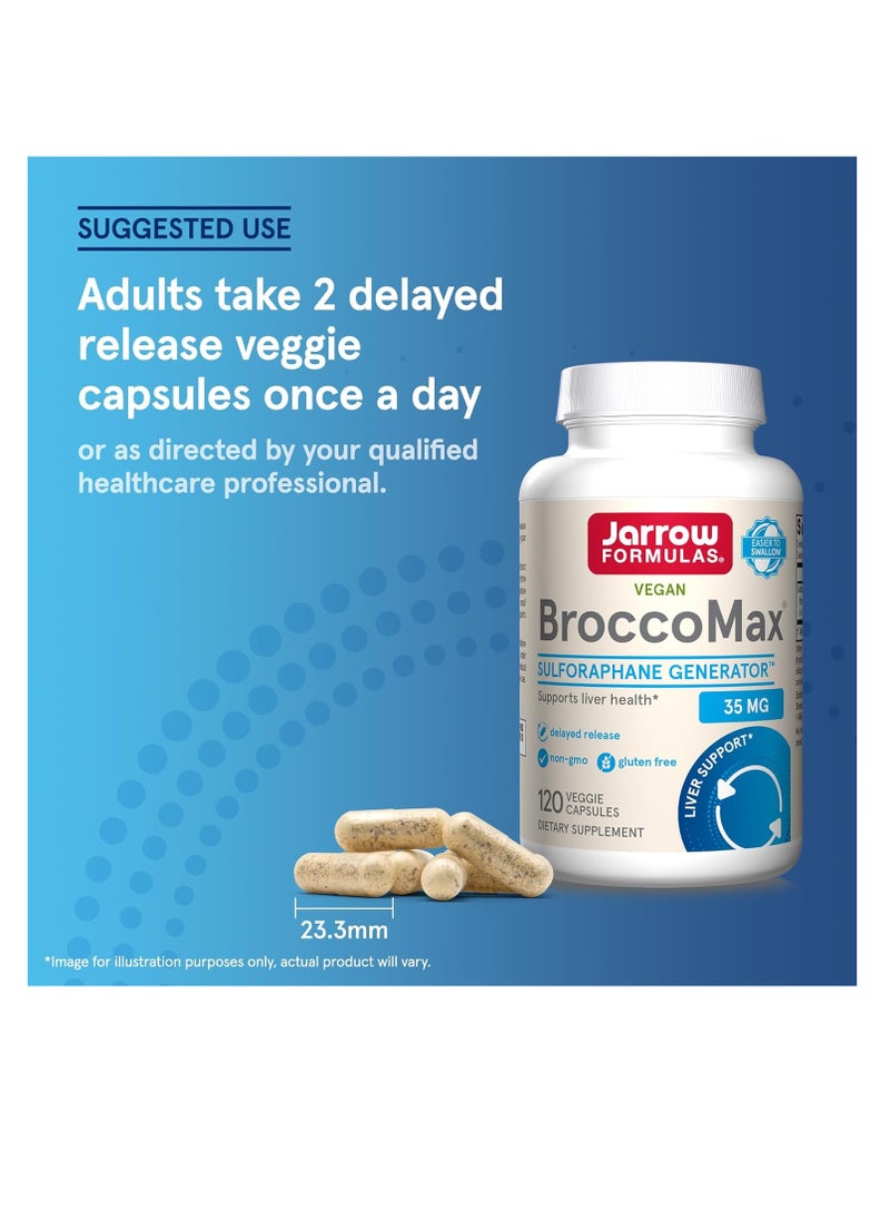 jarrow formulas - BroccoMax Sulforaphane Generator 35 mg With Sulforaphane Glucosinolate and Myrosinase, Dietary Supplement for Liver Health Support, 120 Delayed Release Veggie Capsules, 60 Day Supply - Image 1