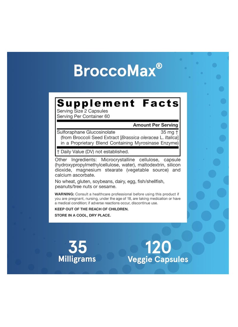 jarrow formulas - BroccoMax Sulforaphane Generator 35 mg With Sulforaphane Glucosinolate and Myrosinase, Dietary Supplement for Liver Health Support, 120 Delayed Release Veggie Capsules, 60 Day Supply - Image 1