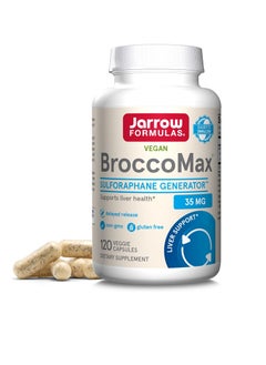 BroccoMax Sulforaphane Generator 35 mg With Sulforaphane Glucosinolate and Myrosinase, Dietary Supplement for Liver Health Support, 120 Delayed Release Veggie Capsules, 60 Day Supply