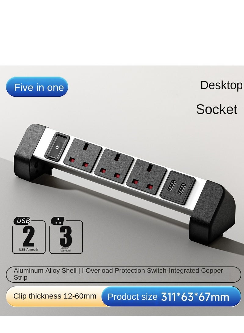 مقبس سطح المكتب القياسي لسطح المكتب من Demu UK - مقبس شحن سريع USB متعدد الوظائف 2M خالٍ من المثقاب - Image 1