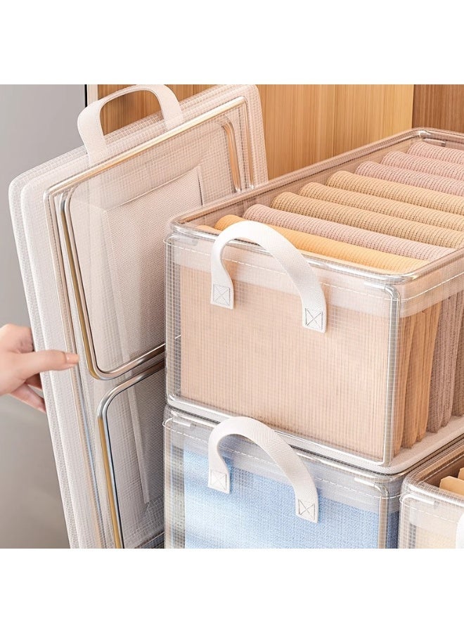 Living Transparent Clothes Drawer Organizer Size L 9 Grids Clothing Divider with Handles for Closet and Wardrobe - Image 2