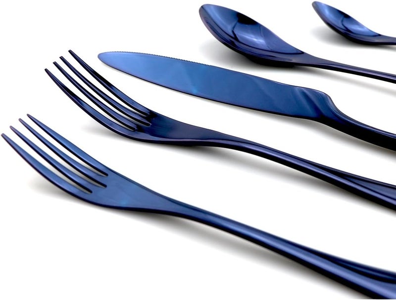 JASHII Luxury Jubilee Blue Flatware Set 20Piece Iridescent Silverware Sets Replace Black Mirror Polished 1810 Stainless Steel Utensils For 4Dinner Knife Fork wDINNER DESSERT Spoon - Image 3