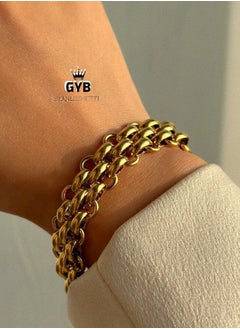 ماركة غير محددة اسورة لون ثابت استانلس مطلى ماء ذهب  - Image 1