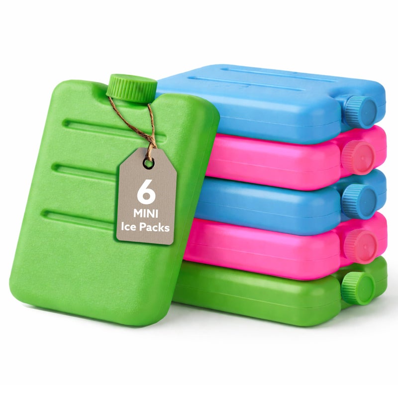 Kona Small Lunch Ice Packs Set of 6 - TSA Airline Compliant, Slim Reusable Freezer Packs, Approved Ice Replacement & Fits Most Anywhere, 3 X 3 Inches - Image 1