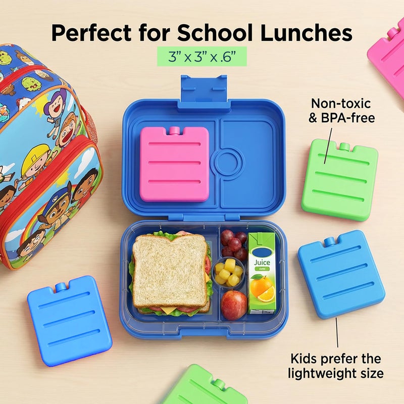 Kona Small Lunch Ice Packs Set of 6 - TSA Airline Compliant, Slim Reusable Freezer Packs, Approved Ice Replacement & Fits Most Anywhere, 3 X 3 Inches - Image 2