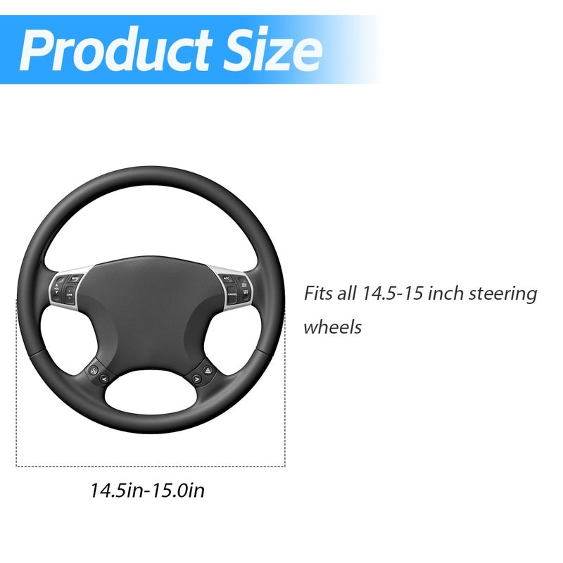 Fekey&JF Car Steering Wheel Cover, Universal Microfiber PU Leather Elastic 15 inch Stitching Color Anti-Slip Steering Wheel Protector, Car Interior Protection Accessories for Men Women (Black/Purple) - Image 2